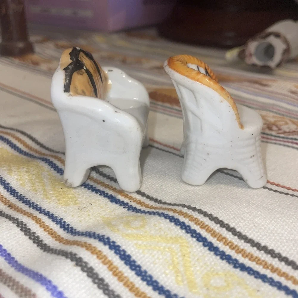 Vintage Ceramic Dollhouse‎ Sofa And Armchair Made Japan
